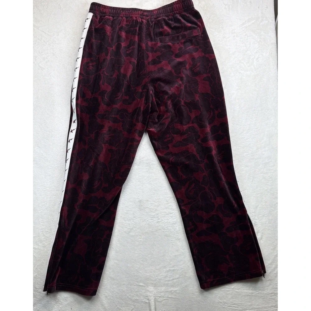 A Bathing Ape BAPE Solid Camo One Point Velour Track‎ Pants Mens Large NWT